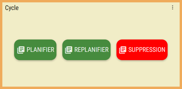 Écran de planification d'un cycle