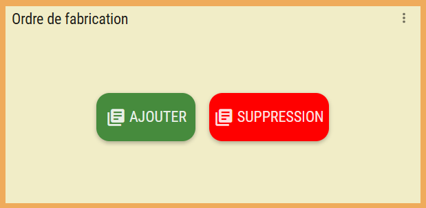 Écran de création d'un ordre de fabrication